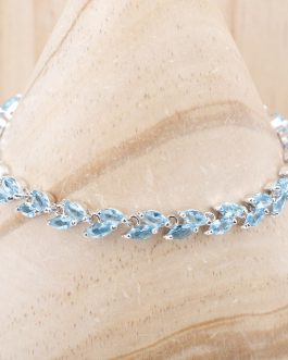 Leaf Bracelet Blue Zircon Silver 925 Jewelry