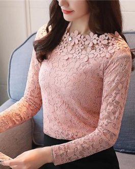Women lace top Shirt /Tricot Dental Pink