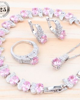Luxury Jewelry Sets Pink Zirconia 925 Silver