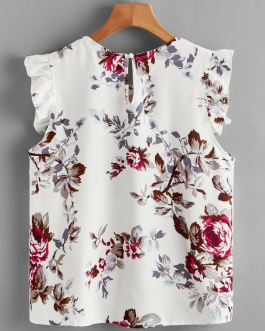Ruffle blouse flower White color