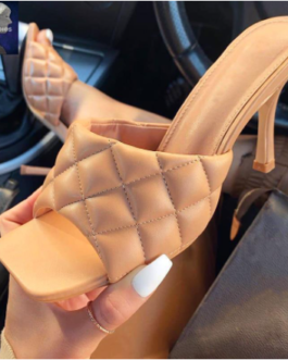 fashion women designers heels PU simple square toe high heel sandalsHot sale products
